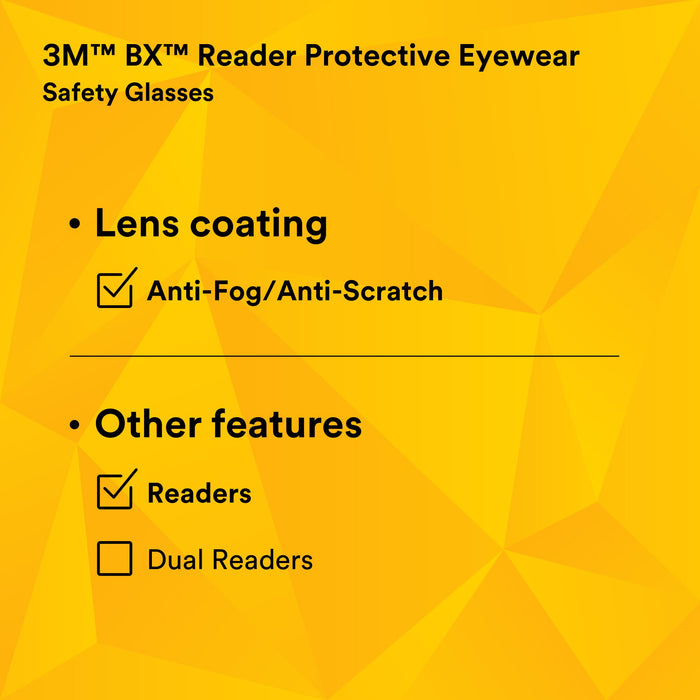 3M BX Reader Protective Eyewear 11379-00000-20, Grey Lens, SilverFrame