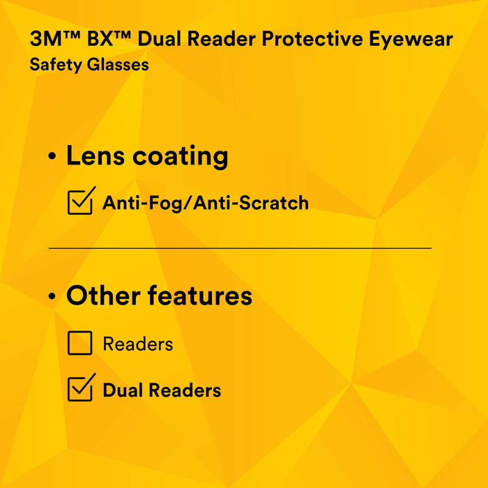 3M BX Dual Reader Protective Eyewear 11457-00000-20, Clear Anti-FogLens