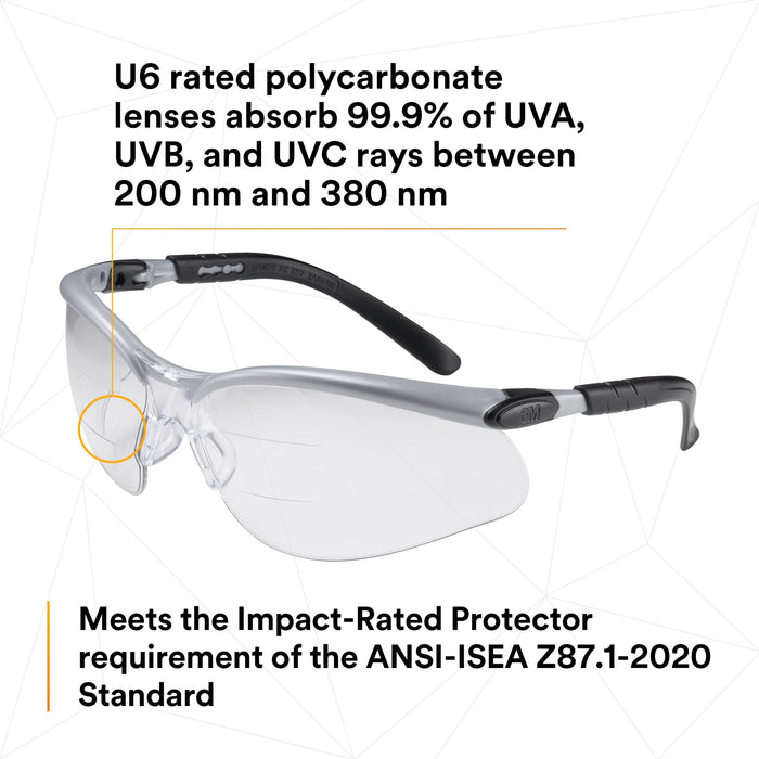 3M BX Dual Reader Protective Eyewear 11458-00000-20, Clear Anti-FogLens