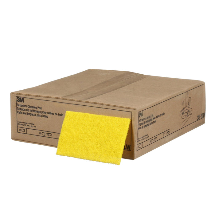 3M Restroom Cleaning Pad 35-YLW, Yellow, 3 in x 5 in x 0.4 in, 60/Case