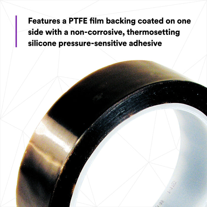 3M PTFE Film Electrical Tape 60, 1 in x 36 yd, Mini-Case, 3-in core