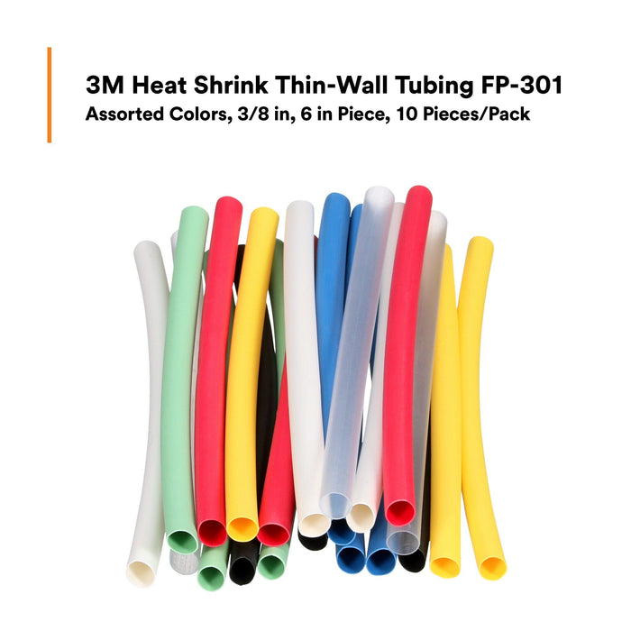 3M Heat Shrink Tubing Assortment Pack FP-301-3/8-Assort: 6 in lengthpieces