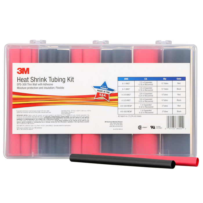 3M Thin-Wall Heat Shrink Tubing EPS-300, Adhesive-Lined, black/red