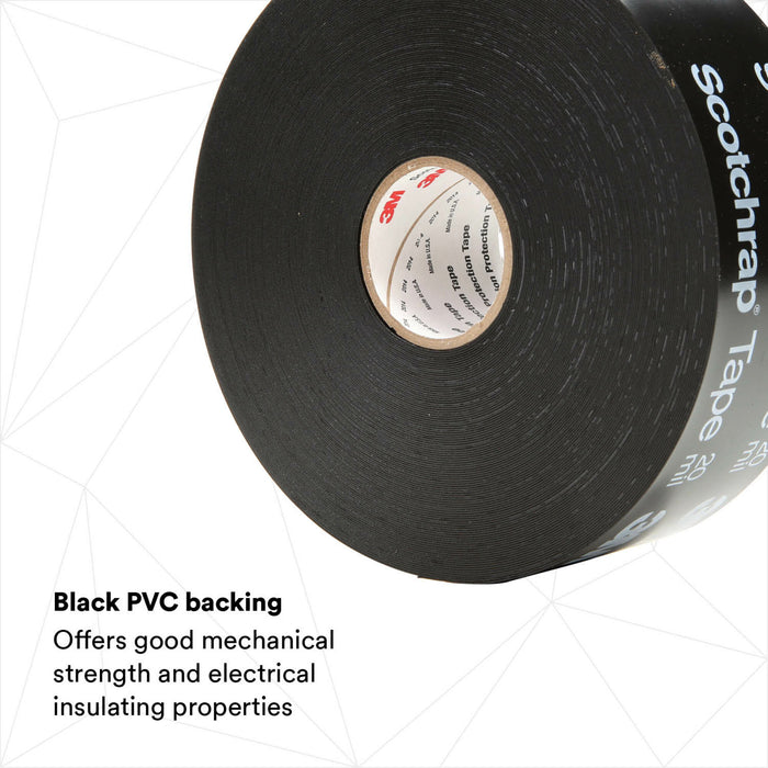 3M Scotchrap Vinyl Corrosion Protection Tape 51, 2 in x 100 ft,Printed, Black