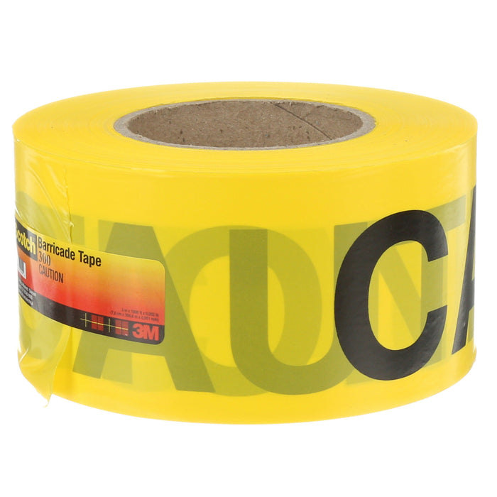 Scotch® Barricade Tape 300, CAUTION, 3 in x 1000 ft, Yellow