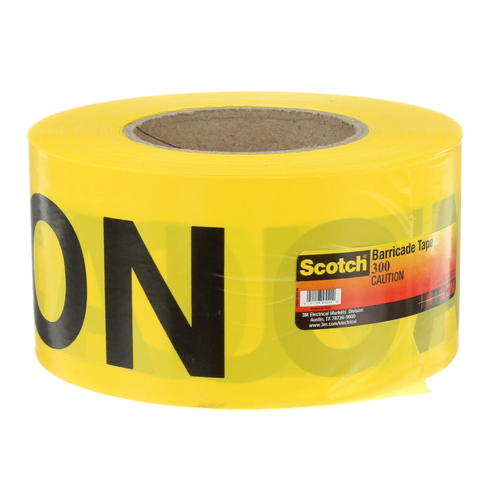 Scotch® Barricade Tape 300, CAUTION, 3 in x 1000 ft, Yellow