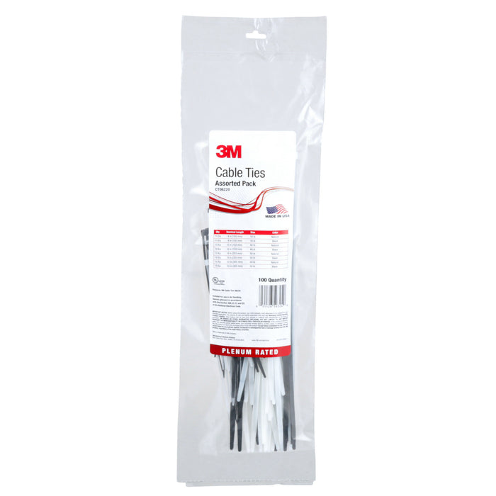 3M Assortment Pack Cable Tie CT06220, plenum rated