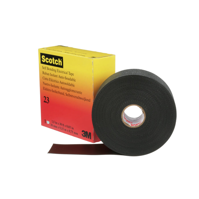 Scotch® Rubber Splicing Tape 23, 1-1/2 in x 30 ft, Black, 1 roll/carton