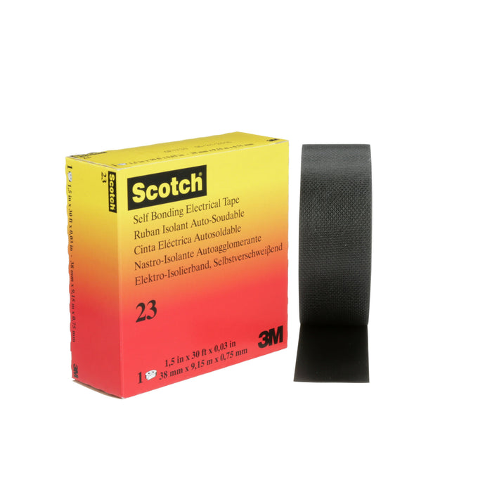 Scotch® Rubber Splicing Tape 23, 1-1/2 in x 30 ft, Black, 1 roll/carton