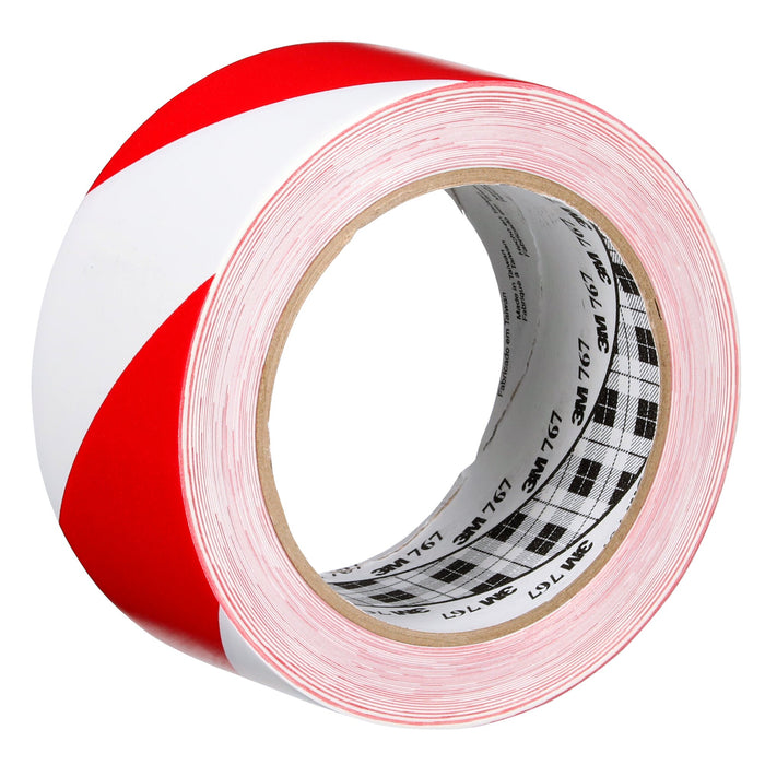 3M Safety Stripe Vinyl Tape 767, Red/White, 2 in x 36 yd, 5 mil, 24Roll/Case