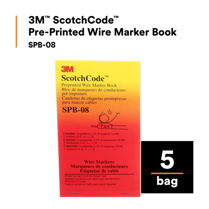 3M ScotchCode Pre-Printed Wire Marker Book SPB-08