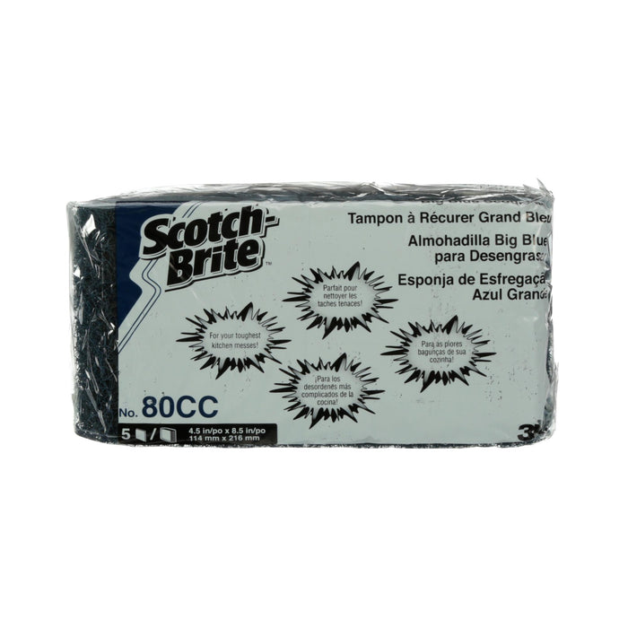 Scotch-Brite Big Blue Scouring Pad 80CC, 4.5 in x 8.5 in, 5/Pack