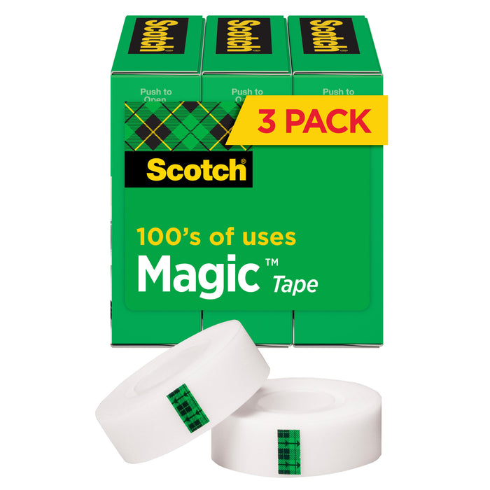 Scotch® Magic Invisible Tape 810-3PK, 3/4 in x 36 yd x 0 in (19 mm x32