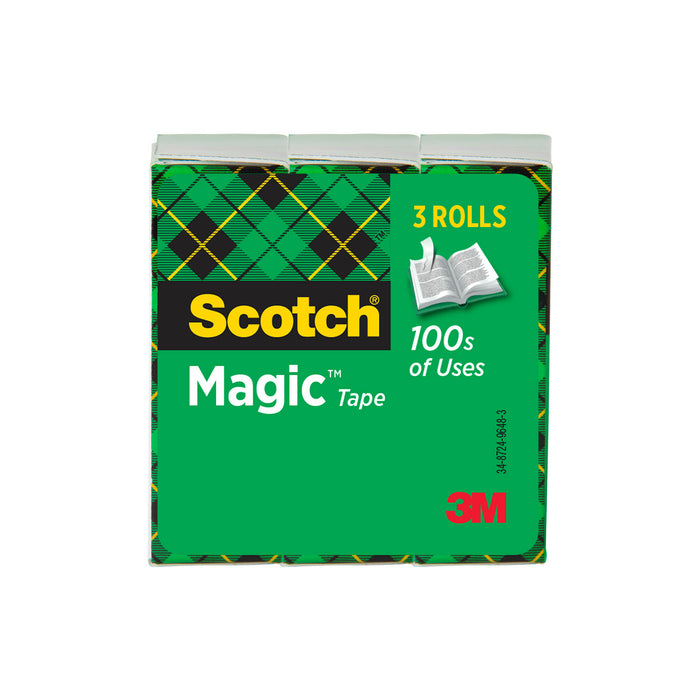 Scotch® Magic Invisible Tape 810-3PK, 3/4 in x 36 yd x 0 in (19 mm x32