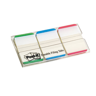 Post-it® Durable Tabs 686L-GBR, 1 in. x 1.5 in. Green, Blue, Red 22 TabsPad