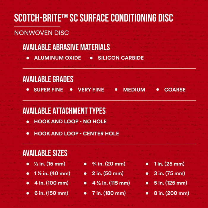 Scotch-Brite Surface Conditioning Disc, SC-DH, 07505, SiC Super Fine, 4in x NH