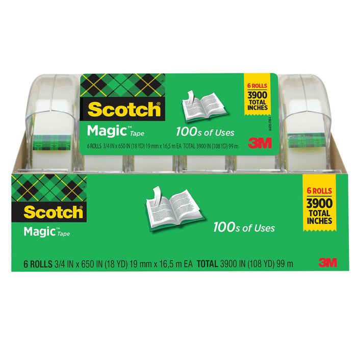 Scotch® Magic Tape 6122MP, 3/4 in x 650 in 6 Pack