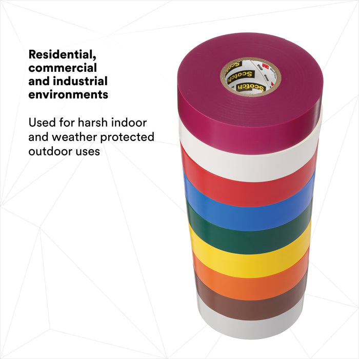 Scotch® Vinyl Color Coding Electrical Tape 35, 1/2 in x 20 ft,Multi-color