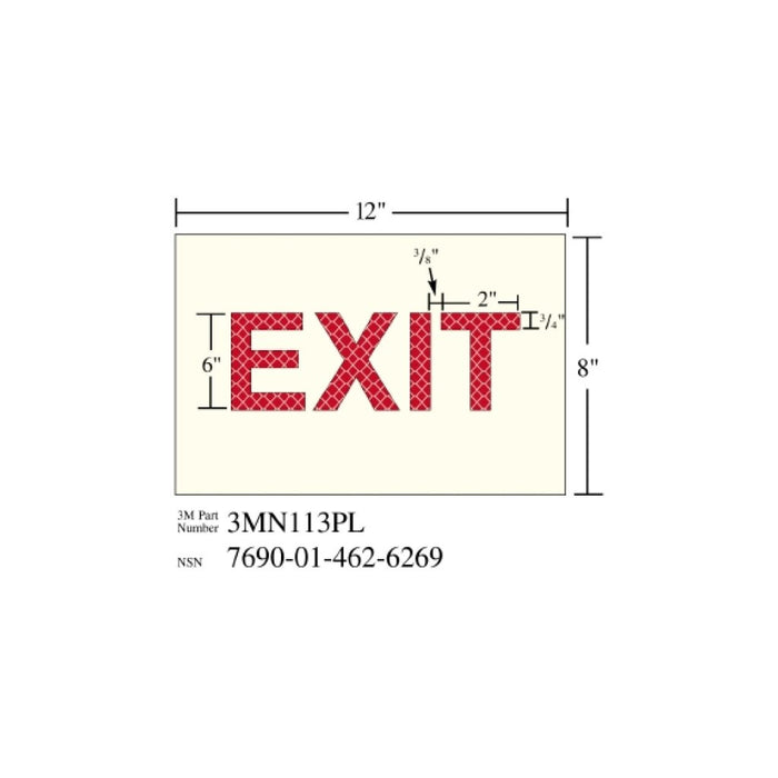 3M Photoluminescent Film 6900, Shipboard Sign 3MN113PL, 12 in x 8 in,EXITage