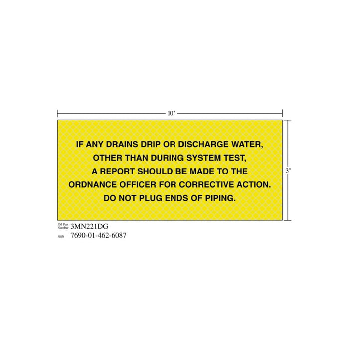 3M Diamond Grade Safety Sign 3MN221DG, "IF ANY…PIPING", 10 in x 3 inage