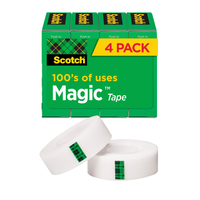 Scotch® Magic Invisible Tape 810K4, 3/4 in x 1000 in (19 mm x 25,4 m) 4Pack