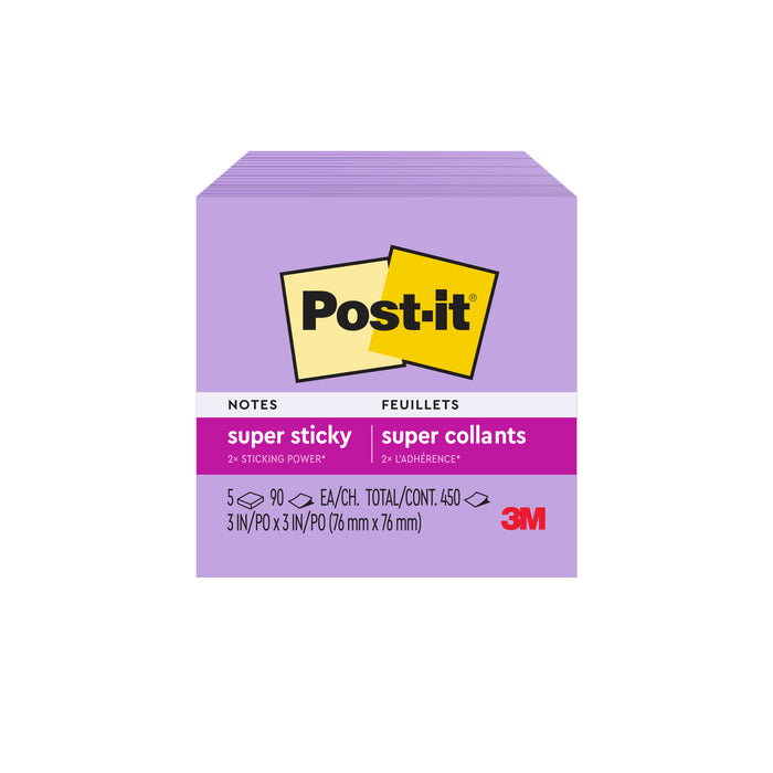 Post-it® Super Sticky Notes 654-5SSCG, 3 in x 3 in (76 mm x 76 mm),Mulberry