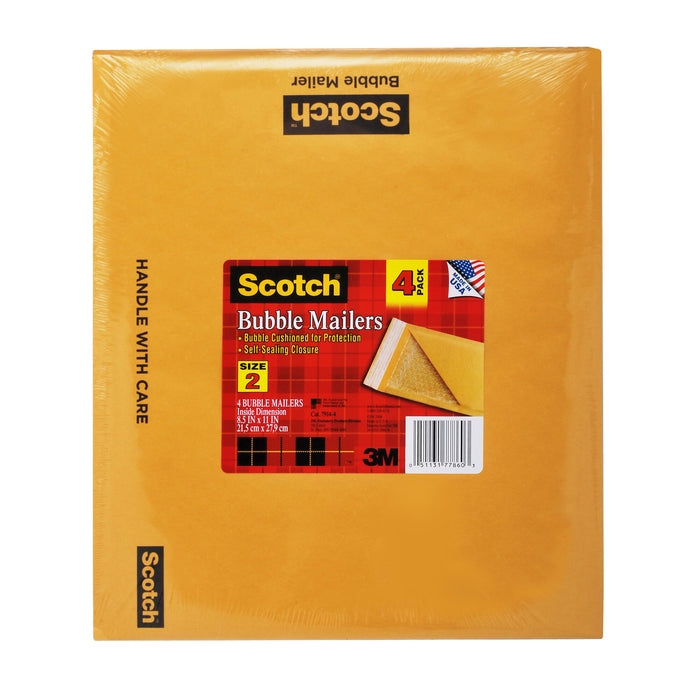 Scotch Kraft Bubble Mailers 4-Pack, 7914-4, 8.5 in x 11 in Size #2