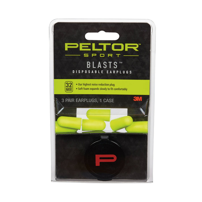 Peltor Sport Blasts Disposable Earplugs 97080-10C, 3 Pair Pack, NeonYellow