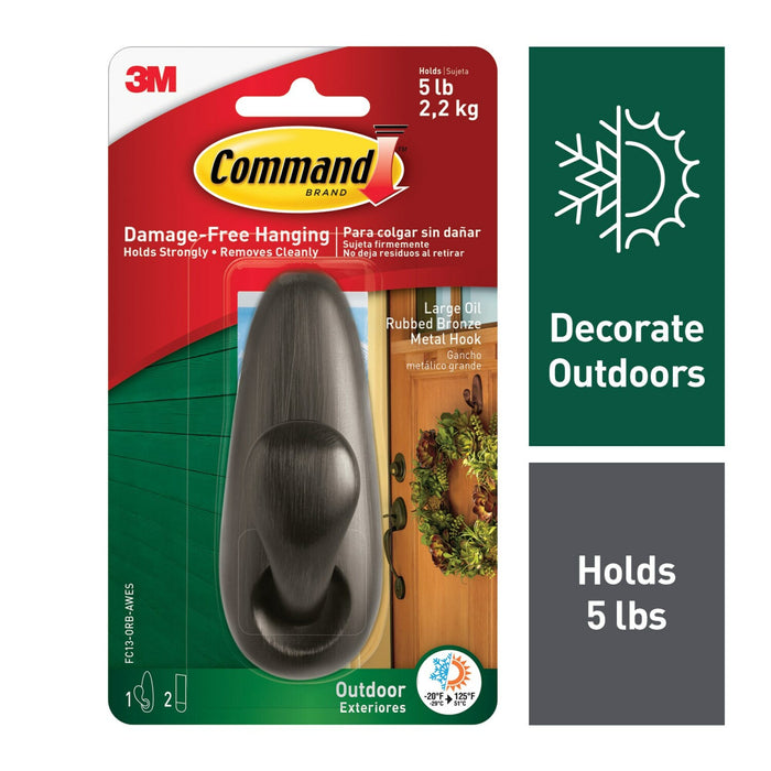 Command Outdoor Large Metal Hook, Oil Rubbed Bronze FC13-ORB-AWES