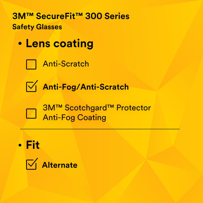 3M SecureFit Protective Eyewear SF301AF, Clear Lens