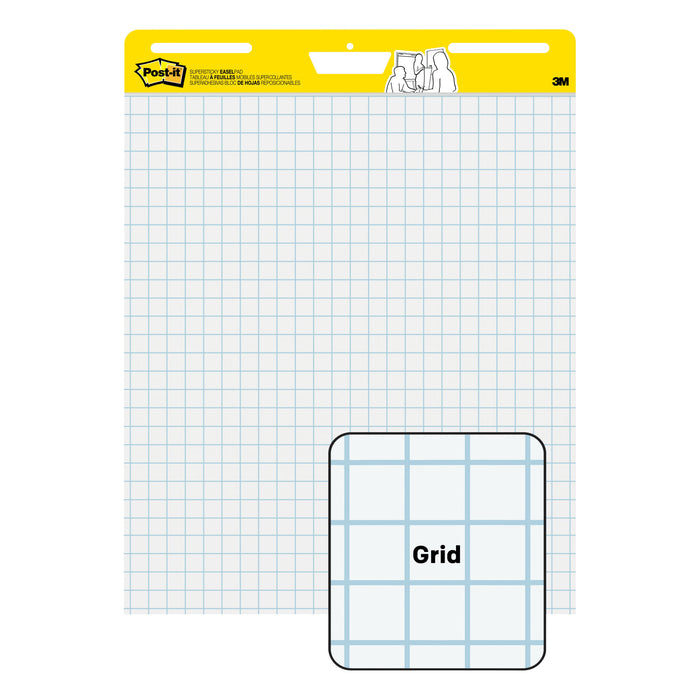 Post-it® Super Sticky Easel Pad 560 VAD 4PK, 25 in. x 30 in., Blue Grid