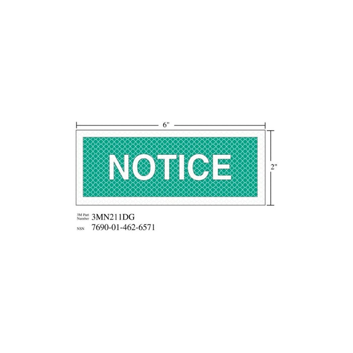 3M Diamond Grade Safety Sign 3MN211DG, "NOTICE", 6 in x 2 inage