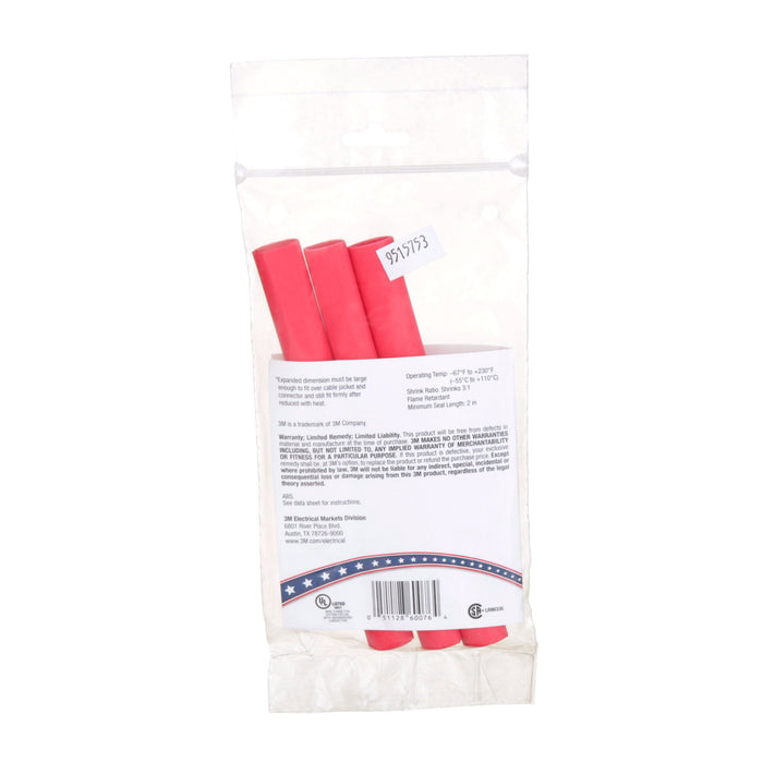 3M Heat Shrink Heavy-Wall Cable Sleeve ITCSN-0400, Red, 3 pieces/pack