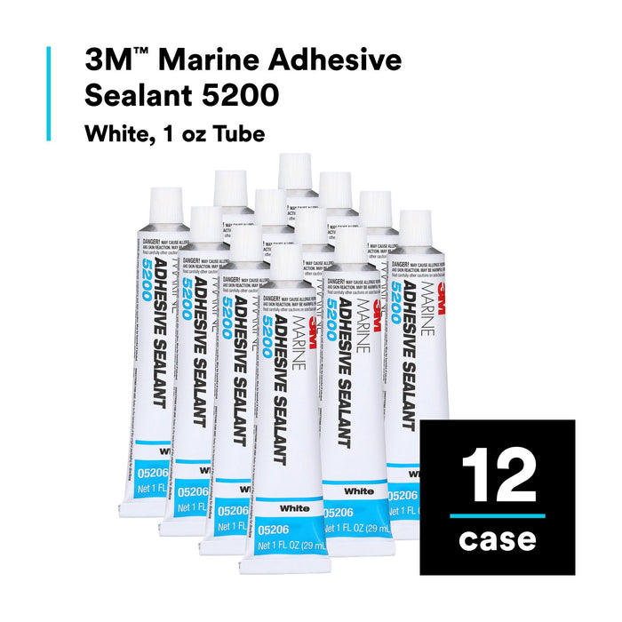 3M Marine Adhesive Sealant 5200, White, 1 oz Tube