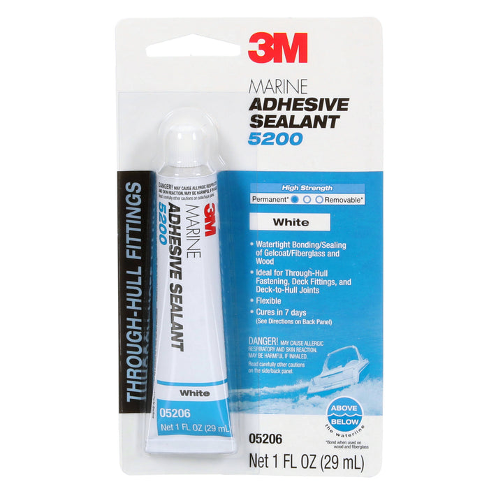 3M Marine Adhesive Sealant 5200, White, 1 oz Tube