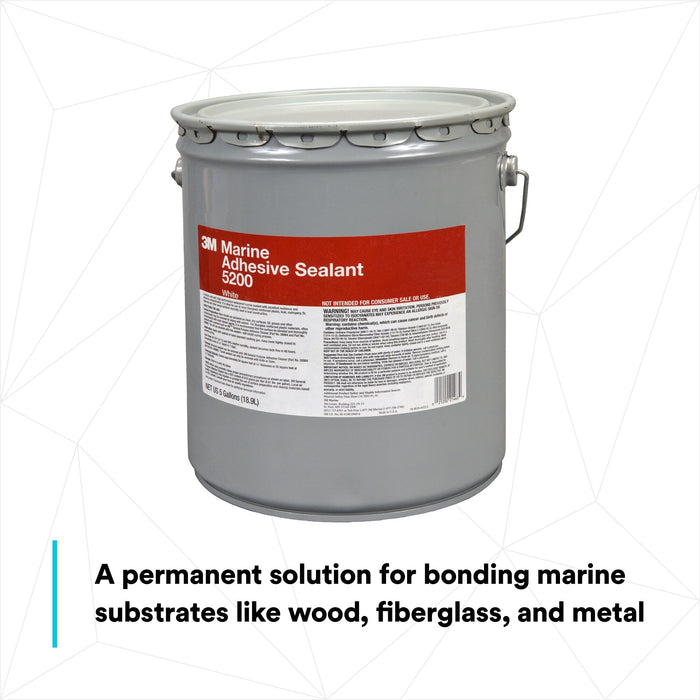 3M Marine Adhesive Sealant 5200, PN21463, White, 5 Gallon (Pail), Drum