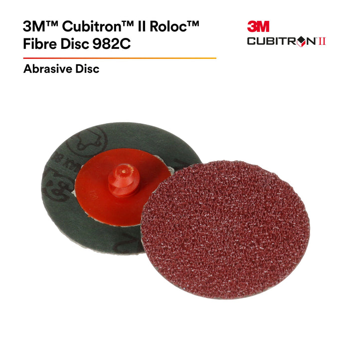 3M Cubitron II Roloc Fibre Disc 982C, 60+, TSM, Red, 3 in, DieRS300VM