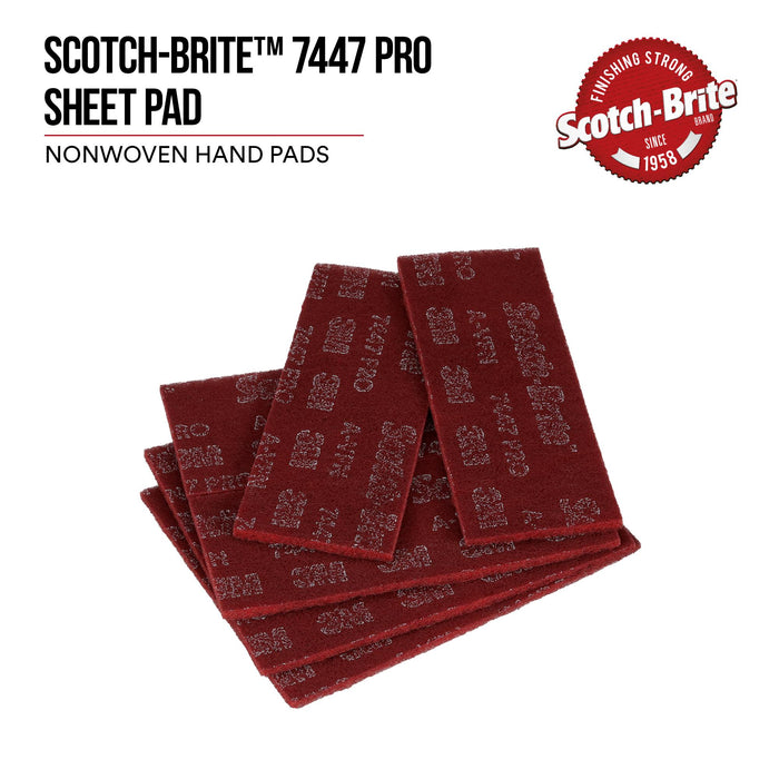 Scotch-Brite 7447 Pro Sheet Pad, PO-SH, A/O Very Fine, Maroon, 3-2/3 in x 9 in
