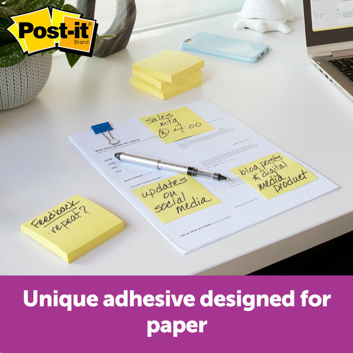 Post-it® Notes 654R-24CP-CY, 3 in x 3 in Canary Yellow