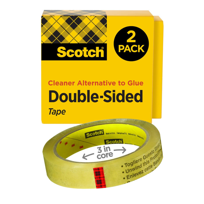 Scotch® Double Sided Tape 665-2P34-36, 3/4 in x 1296 in 2 pk