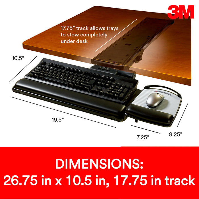 3M Knob Adjust Keyboard Tray with Adjustable Keyboard and MousePlatform