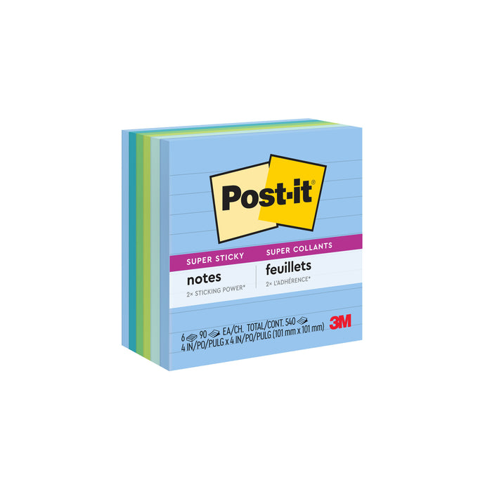Post-it® Super Sticky Recycled Notes 675-6SST, 4 in x 4 in, Oasis Collection