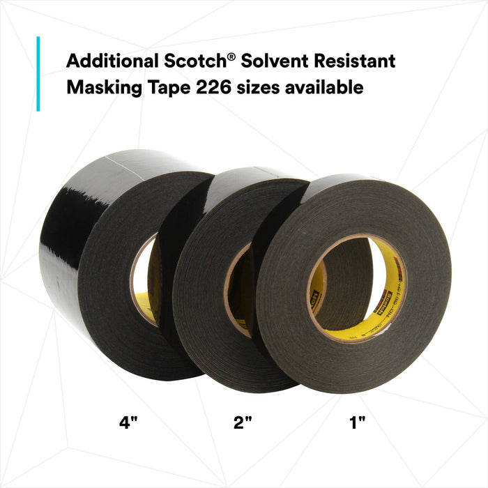 Scotch® Solvent Resistant Masking Tape 226, Black, 1 in x 60 yd, 10.6mil