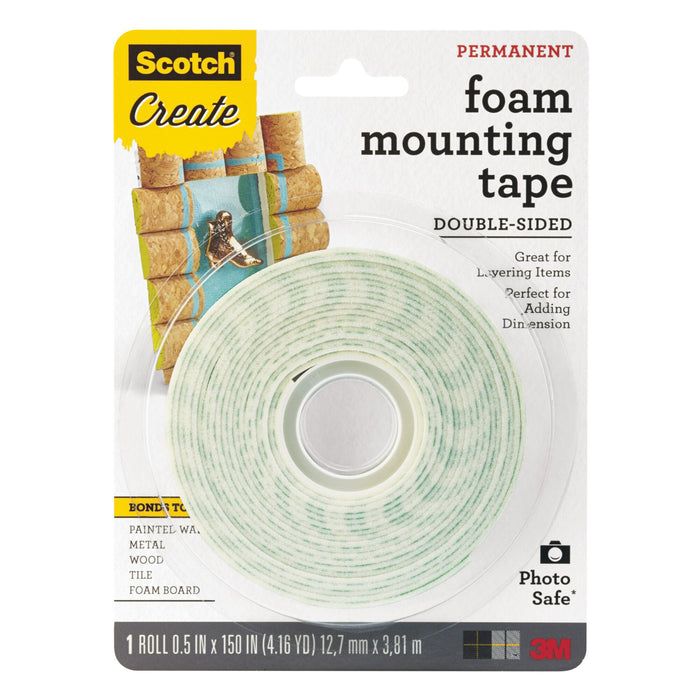 Scotch® Foam Mounting Tape 4013-CFT, 1/2 in (1.27 cm)