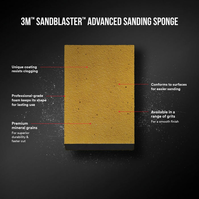 3M SandBlaster Advanced Sanding Sanding Sponge, 20907-220 ,220 grit