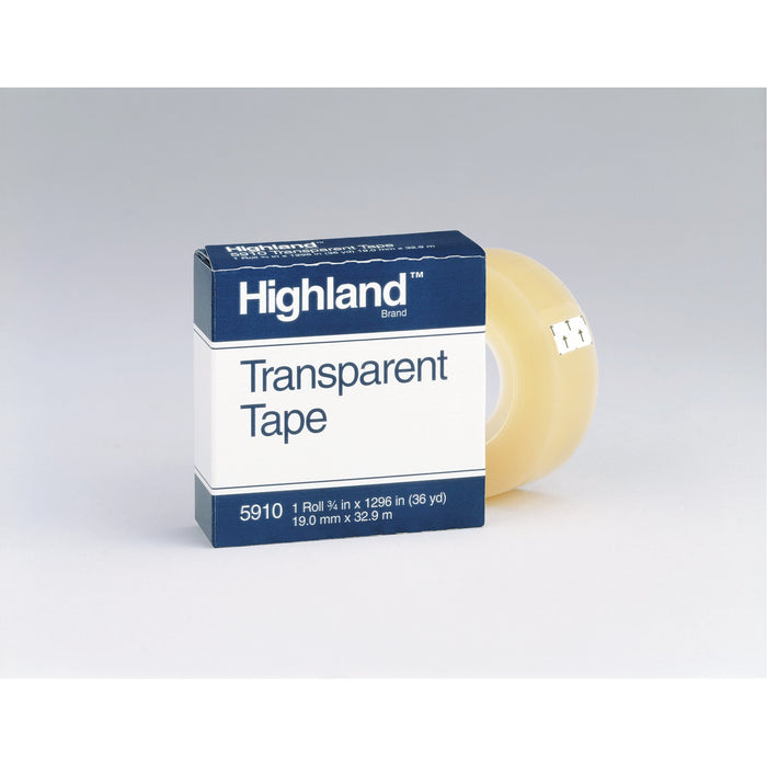Highland Transparent Tape 5910, 3/4 in x 1296 in Boxed