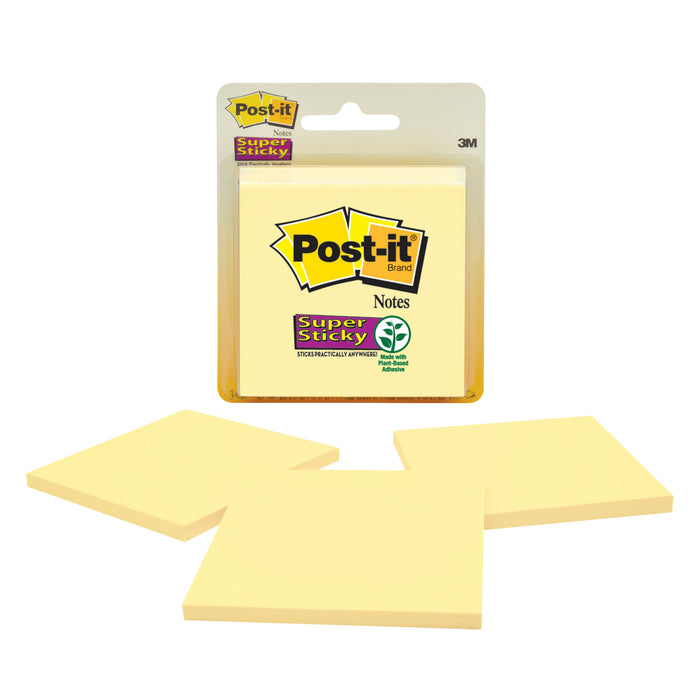 Post-it® Super Sticky Notes 3321-SSCY, 3 in x 3 in Canary Yellow 45 sh 3pds/pk