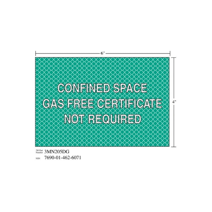 3M Diamond Grade Safety Sign 3MN205DG, "GAS FREE…SPACE", 6 in x 4 inage