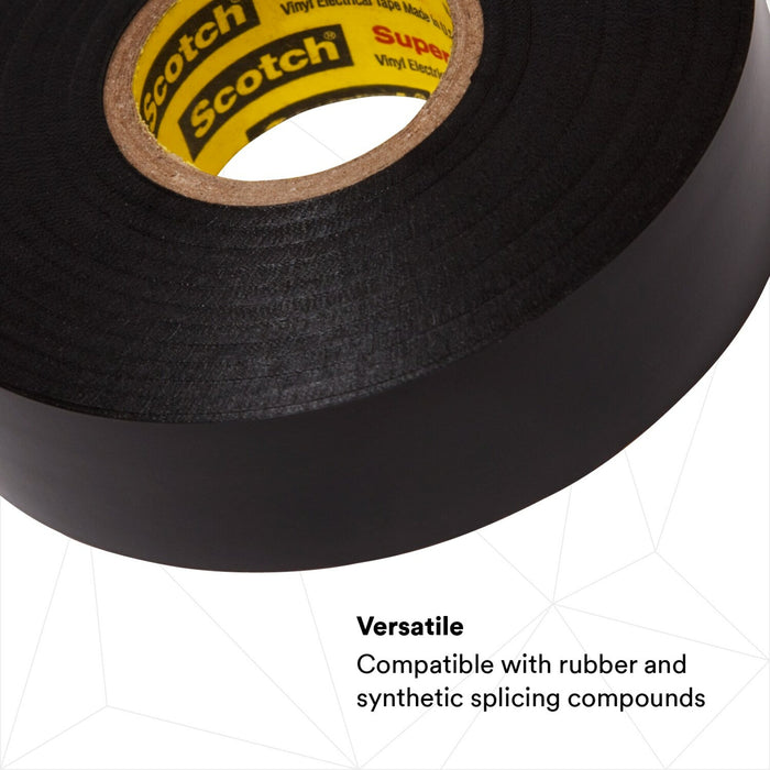 Scotch® Super 33+ Vinyl Electrical Tape, 3/4 in x 44 ft, Black, 10rolls/carton