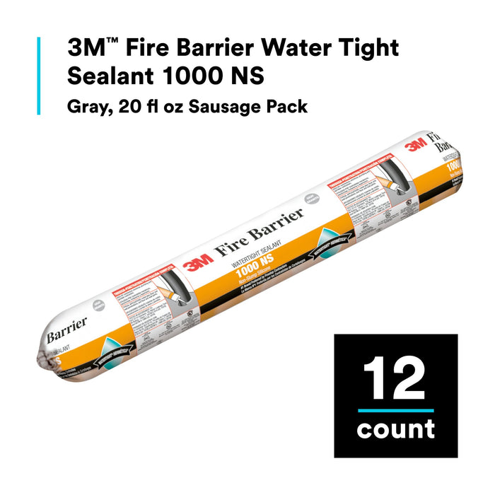 3M Fire Barrier Water Tight Sealant 1000 NS, Gray, 20 fl oz SausagePack